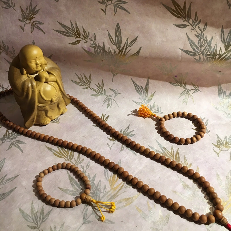 Natural Sandalwood Handmade Mala 108+1 Beads Hindu Prayer Beads